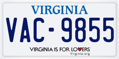 VA license plate VAC9855