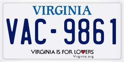 VA license plate VAC9861