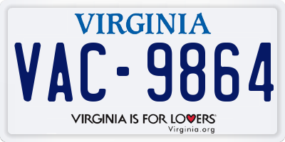 VA license plate VAC9864