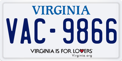 VA license plate VAC9866