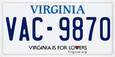 VA license plate VAC9870