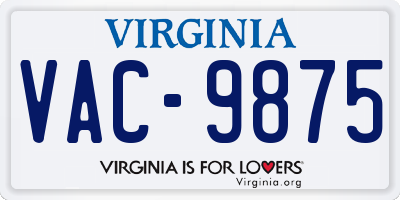 VA license plate VAC9875