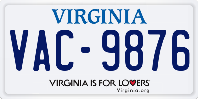 VA license plate VAC9876