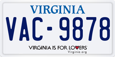 VA license plate VAC9878