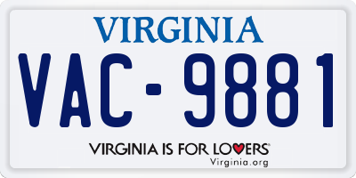 VA license plate VAC9881