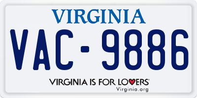 VA license plate VAC9886