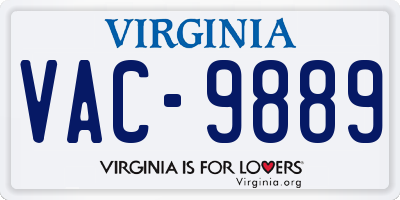 VA license plate VAC9889