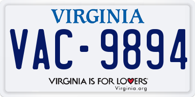 VA license plate VAC9894