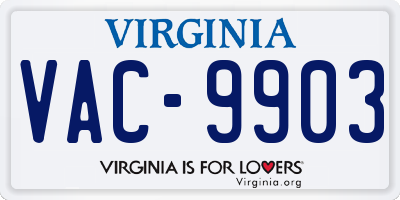 VA license plate VAC9903
