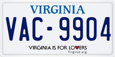 VA license plate VAC9904