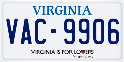 VA license plate VAC9906