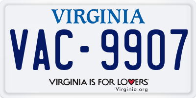 VA license plate VAC9907