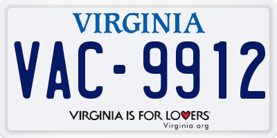 VA license plate VAC9912