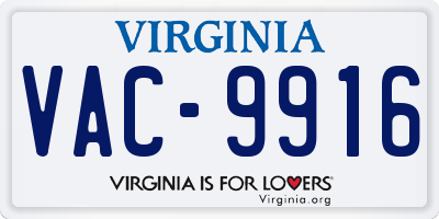 VA license plate VAC9916
