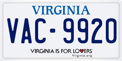 VA license plate VAC9920