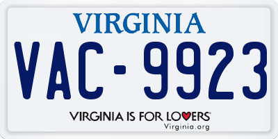 VA license plate VAC9923