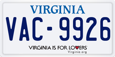 VA license plate VAC9926