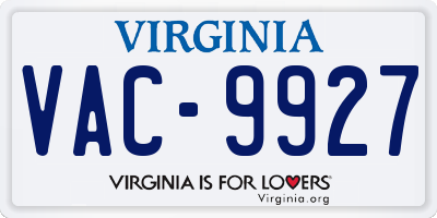 VA license plate VAC9927