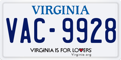 VA license plate VAC9928