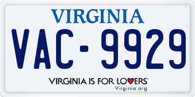 VA license plate VAC9929