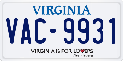 VA license plate VAC9931
