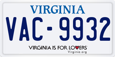 VA license plate VAC9932