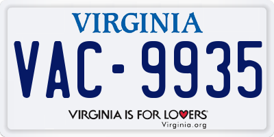 VA license plate VAC9935