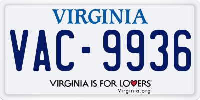 VA license plate VAC9936