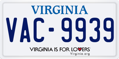 VA license plate VAC9939