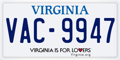 VA license plate VAC9947