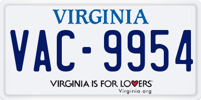 VA license plate VAC9954