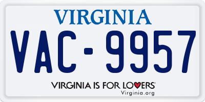 VA license plate VAC9957