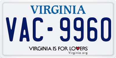 VA license plate VAC9960