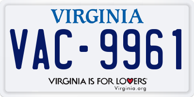 VA license plate VAC9961