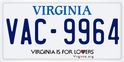 VA license plate VAC9964