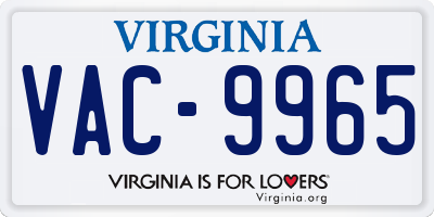 VA license plate VAC9965
