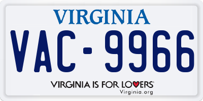 VA license plate VAC9966