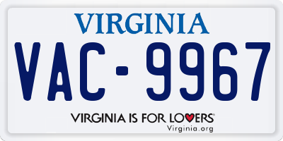VA license plate VAC9967