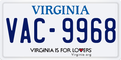 VA license plate VAC9968