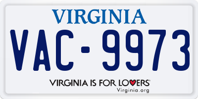 VA license plate VAC9973
