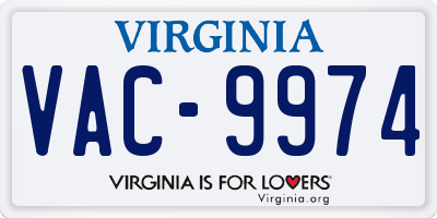 VA license plate VAC9974