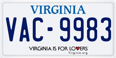 VA license plate VAC9983