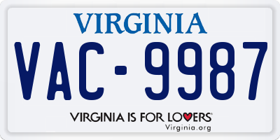 VA license plate VAC9987