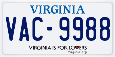 VA license plate VAC9988