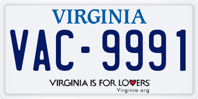 VA license plate VAC9991