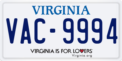 VA license plate VAC9994