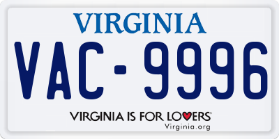 VA license plate VAC9996