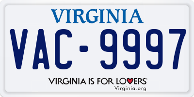 VA license plate VAC9997