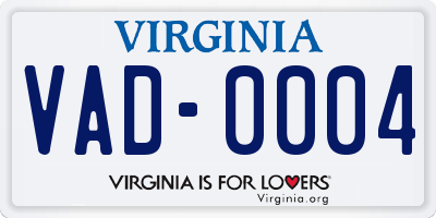 VA license plate VAD0004