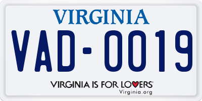 VA license plate VAD0019
